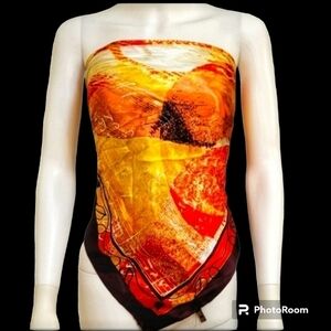 5/$25 Vtg G Studio Jolin J-Top Satin Scarf Top